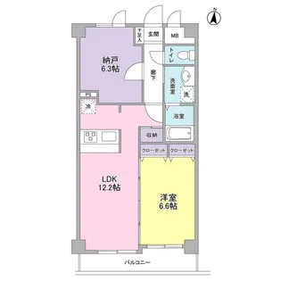 ボヌール都立大学壱番館【1階】の間取り