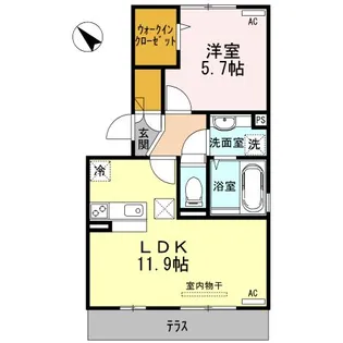 クレアトゥール【1階】の間取り