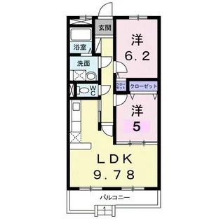 クレセールヴァンブ【1階】の間取り