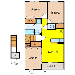 岐阜県大垣市昼飯町【アパート】の間取り