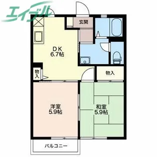 ルクプルカワイ【1階】の間取り