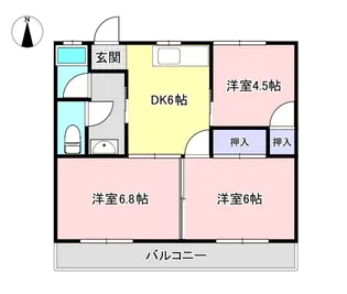 熊本県熊本市北区武蔵ケ丘6【アパート】の間取り