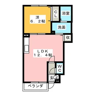 アンプルールリーブル江松【1階】の間取り