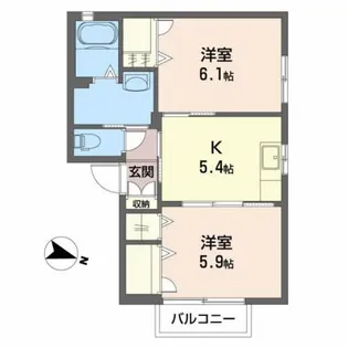 メゾンパークス 壱番館【2階】の間取り