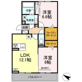 2LDKの間取り画像