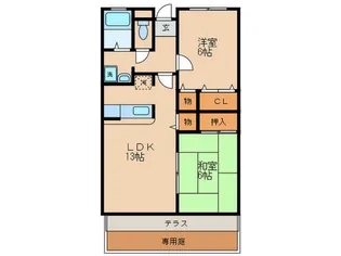 小西コーポ松ヶ丘【1階】の間取り