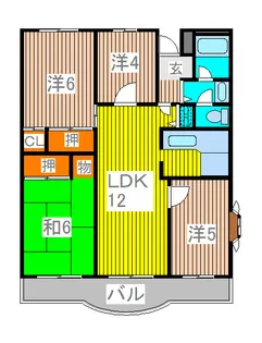 ドルフヤマノウチB【3階】の間取り