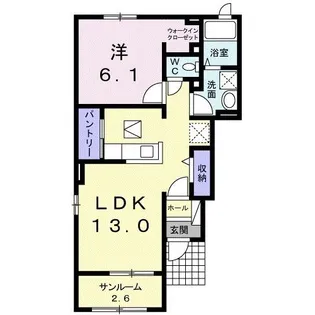 フォン ヴァサーミュレI【1階】の間取り