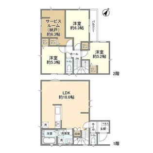 神奈川県大和市南林間8【一戸建】の間取り