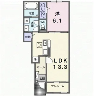 サニーフラットII【1階】の間取り