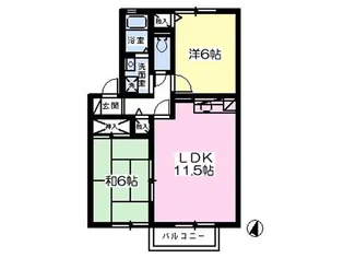 コスモスB【2階】の間取り