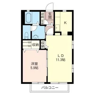 サンライズ白梅B棟【1階】の間取り