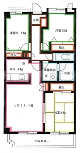 グランパルク 武蔵野【5階】の間取り