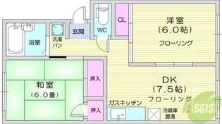 コーポ石橋B【1階】の間取り
