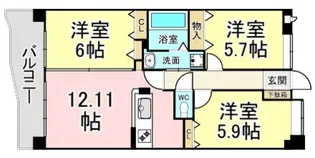 アヌビアス紫川【1階】の間取り