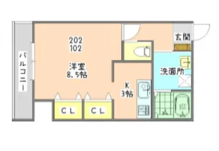 リアン中央【1階】の間取り