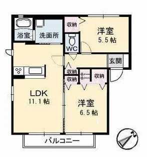 グラスガーデン C棟【2階】の間取り
