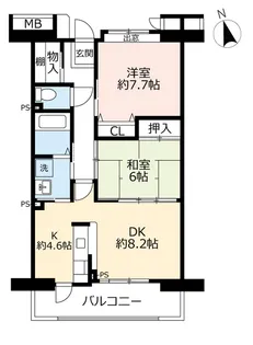 URアーバンラフレ虹ヶ丘中【1階】の間取り