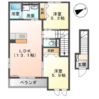カーサ ドゥーエ【2階】の間取り