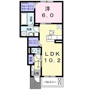 ラ・ヴィ・エゼA【1階】の間取り