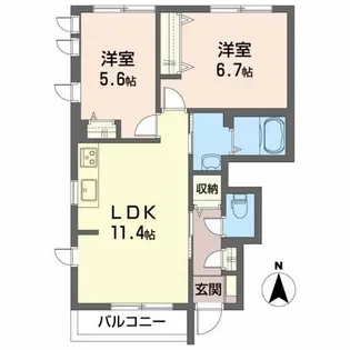 ミオ ポラーレB【1階】の間取り