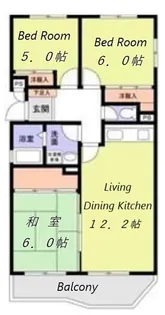 百合ヶ丘住宅 (百合ヶ丘社宅)【2階】の間取り