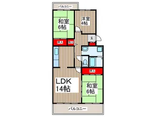 コ-ポレ-ト美原1号棟【5階】の間取り