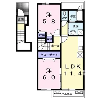 パール・ルースII【2階】の間取り