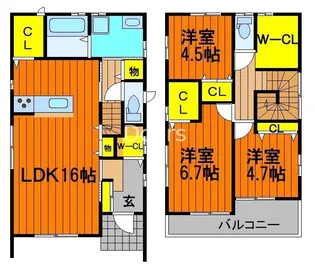 岡山県岡山市北区田中【一戸建】の間取り