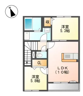 ヴェルジュみのやまII【2階】の間取り
