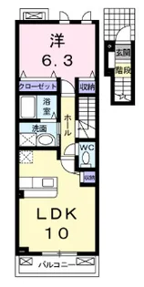 福島県郡山市喜久田町堀之内字古町【アパート】の間取り