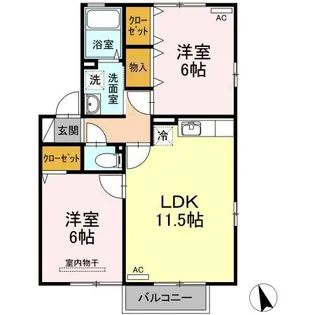 メゾンクオーレ A【2階】の間取り