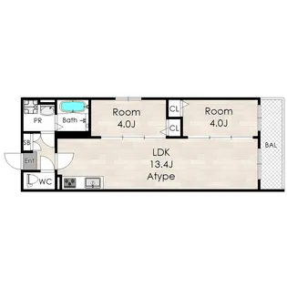 TIO長居公園南【2階】の間取り