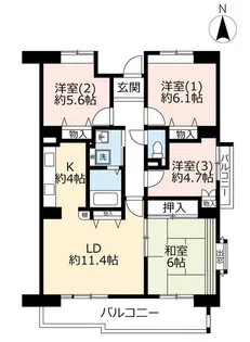 URアルビス寺本【3階】の間取り
