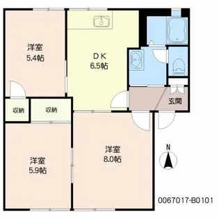 ベルハイツ B棟【1階】の間取り