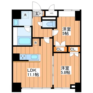 渡幸ベルメゾン五橋【13階】の間取り