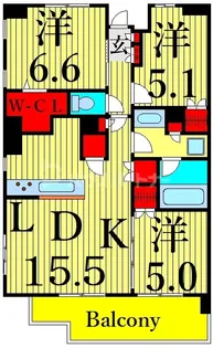 パークホームズ町屋【14階】の間取り