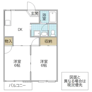 加瀬ハイツ 2号棟【1階】の間取り