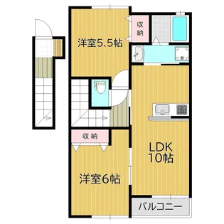 ウッディバード庭瀬【2階】の間取り