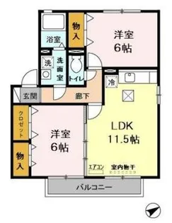 カーサフロレスタB【2階】の間取り