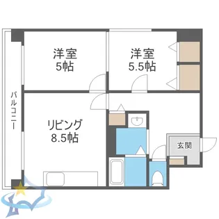 朝日プラザ南21条【6階】の間取り