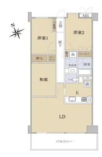 ヴィラベルヴュー【3階】の間取り