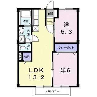 オーシャンビュー岸岡【2階】の間取り