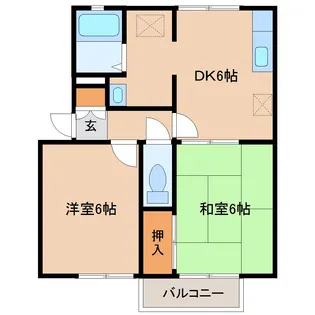 宮城県仙台市青葉区落合3【アパート】の間取り