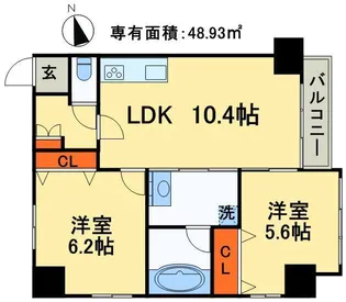 セレーノ六町【4階】の間取り