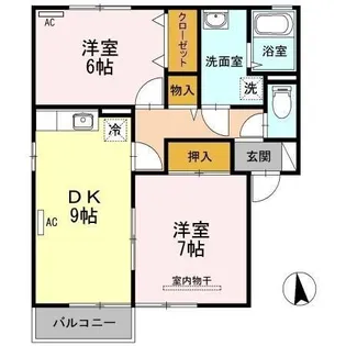ベルジュシンメイ【1階】の間取り