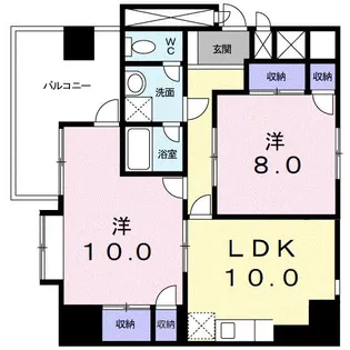 双葉ハイム一条【10階】の間取り