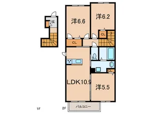 セレニティ猪名寺【2階】の間取り