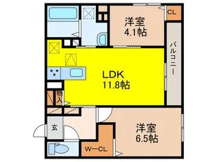 めぞん西田中【1階】の間取り