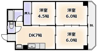 シティーライフ帝塚山【3階】の間取り